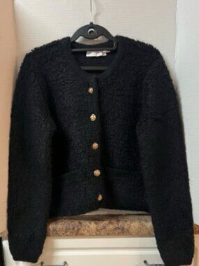 ASTR The Label Myrtle Wool Blend Cardigan Black Gold Buttons | Size M